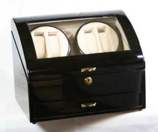 Top Quality Wood Quad Watch Winder 4 12 Storage Box Case in Black
