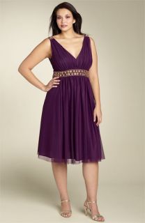 JS Boutique Beaded Sleeveless Mesh Dress (Plus)