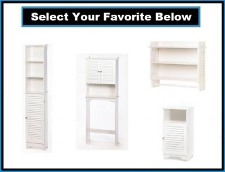 White Wood Bathroom or Closet Storage Organizer Shelving Cabinets and