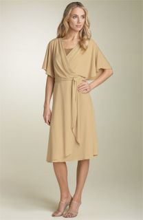 Calvin Klein Faux Wrap Jersey Dress with Sequin Inset