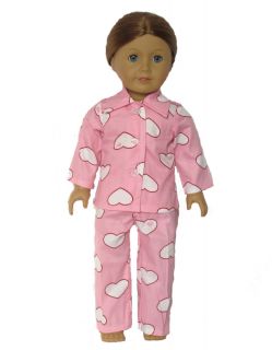 2pcs Doll Clothes Outfits Pink Pajamas for 18 American Girl New