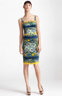 Dolce&Gabbana Tile Print Stretch Satin Dress