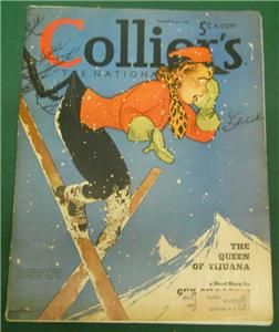 COLLIERS MAGAZINE DECEMBER 1940 ~ GIRL SKIING THE QUEEN OF TIJUANA
