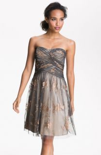 Hailey by Adrianna Papell Strapless Glitter Tulle Dress