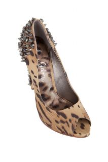 SAM EDELMAN Lorissa Studded Leopard Canvas Peep Toe Pumps NEW 7.5 US