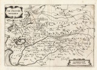 Antique Map FRIESLAND ZEVENWOLDEN Colom 1635