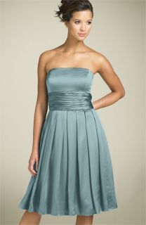 Adrianna Papell Strapless Silk Dress with Ruched Waist