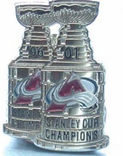COLORADO AVALANCHE 2X STANLEY CUP 96 & 01 CHAMPS PIN