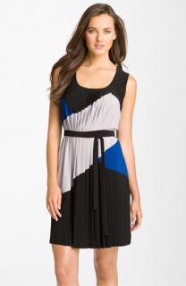 Taylor Dresses Pleated Colorblock Jersey Dress