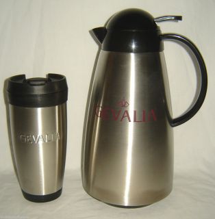 Gevalia Stainless Steel Coffee Carafe Thermos Hot or Cold with Travel