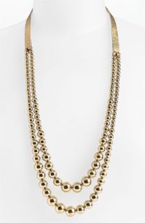 Michael Kors Leather & Bead Necklace