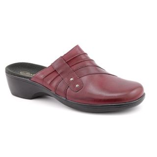 Clarks May Flower Womens Size 11 Burgundy Wide Leather Mules Shoes