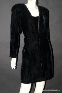 Jet Black Swingy Stellar Velvet Dress Coat Goth Med 8