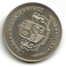 1867 1967 CANADIAN CENTENNIAL COMMEMORATIVE COIN FROM NIAGARA FALLS