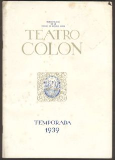 Programme Colon Theatre Opera I Marengo E Brizzio 1939