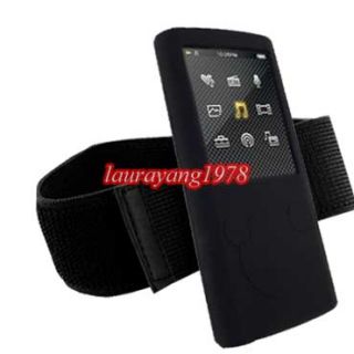 Black Silicone Skin Case Armband Fr Sony Walkman NWZ E463 NWZ E464 NWZ