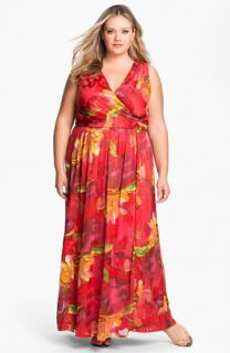 Donna Ricco Faux Wrap Maxi Dress (Plus)