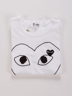 Comme Des Garcons CDG Play Heart Red Outline Heart in White Color Tee