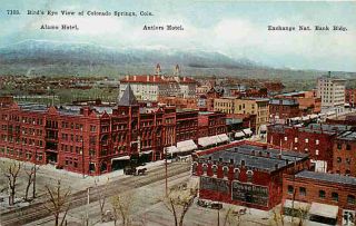 Colorado Springs Co 1908 Antlers Hotel Alamo Hotel Vintage Postcard