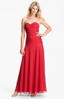 Dalia MacPhee Pleated Strapless Chiffon Gown (Online Exclusive)