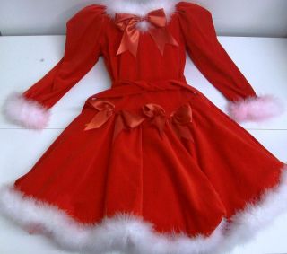 Custom Made Mrs. Santa Claus Figure Skating Dress Ice Size Girls 12 14