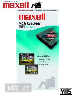 VP 200 Maxell VHS Wet Head Cleaner Tape for VCR Camcorder