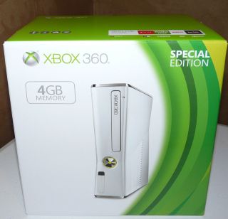 New In Box XBOX 360 S SLIM SPECIAL EDITION Glossy White / Chrome 4GB