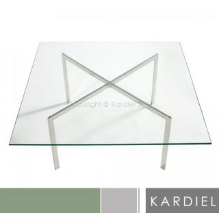 Barcelona Coffee Table 3 4 Glass Top Stainless Steel Base Modern Mid