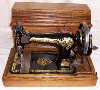  Singer Model 28 Hand Crank Sewing Machine Victorian Coffin Top