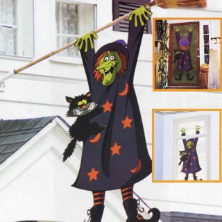 5ft Halloween Comedy Crashed Witch 3D Wall Window Hanging Decoration