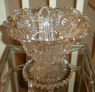 Vintage Elegant Large Clear Glass Footed Centerpiece Bowl