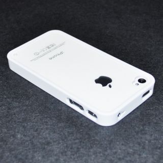 White Edge Clear Back Hard Plastic Full Cover Case for iPhone 4 4G 4S