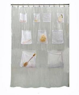 clear shower curtain bathroom nine storage pockets