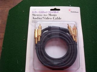 New 6 Radio Shack Stereo to Mono Audio/Video Cable. 24k Gold plated