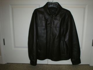 Colebrook Mens Dark Brown Leather Jacket Size Medium EUC