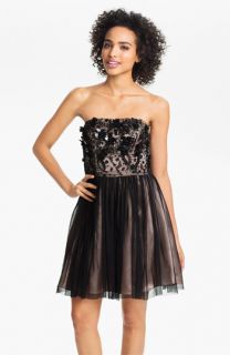 Adrianna Papell Strapless Embellished Fit & Flare Dress