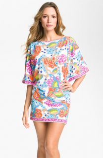 Trina Turk Cherry Blossoms Cold Shoulder Tunic Cover Up