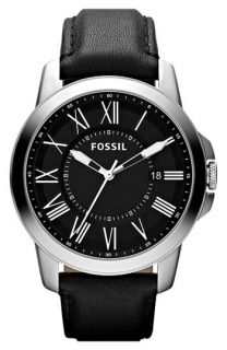Fossil Ansel Round Leather Strap Watch
