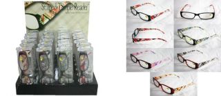Plastic Color Reading Glasses with Cris Cross Design Hard Plastic Case