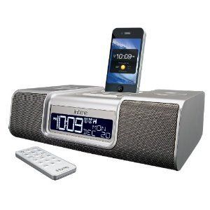 Alarm Clock Radio for iPhone iPod with AM FM presets Silver iHome