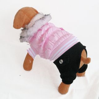 Pink Quilted Jacket Overall Pet Dog Clothes Chihuahua