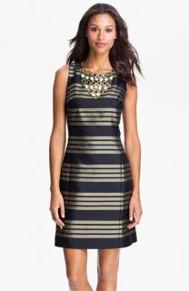 Lilly Pulitzer® Beaded Neck Metallic Stripe Sheath Dress