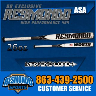 2012 Worth Resmondo 454 ASA 26oz. Connell Player Series Slowpitch