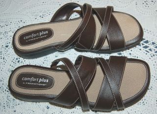 Comfort Plus Predictions Womens Open Toe Sandals Brown Mock Leather