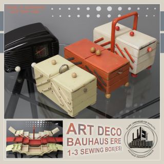 Nice 1 3 Art Deco Bauhaus ÈRE Sewing Box Boîte À Ouvrage Pre Mid