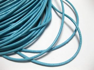 32 8 Feet Skyblue Round Real Leather Jewelry Cord 3mm