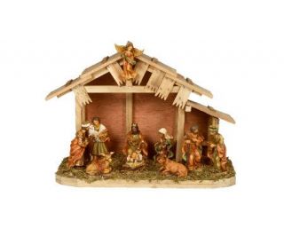 10 1/2 Poly Nativity with Wooden Stable —