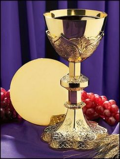 12 oz 9 3 4 Communion Ornate Chalice W Paten Christian Chapel Set Gold
