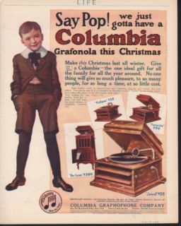 1913 Columbia Graphophone Boy Music Player Disc Record