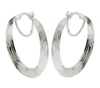 UltraFine Silver 1 Wavy Textured and Polished Hoop Earrings